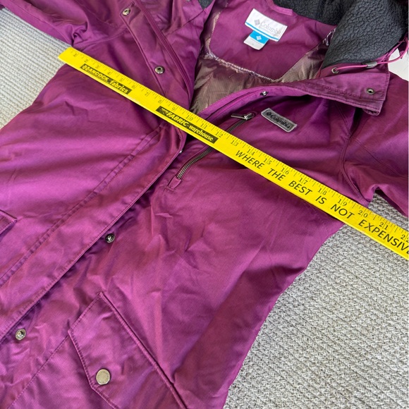 Columbia Purple Black Faux Fur Hooded Anorak Parka Winter Jacket Size Small - Picture 11 of 15
